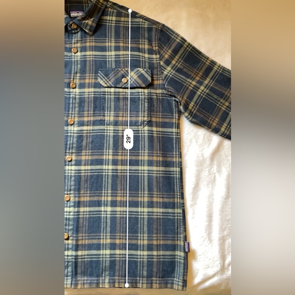 Patagonia Fjord Organic Cotton Flannel Shirt L Drifted Navy | Winter Layer - Picture 5 of 11